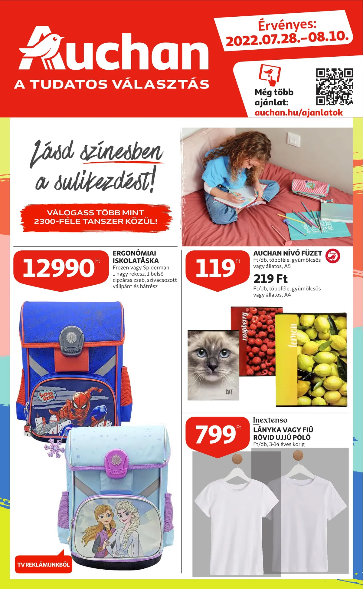 Auchan akciós újság Iskolakezdés katalógus 07.28–08.10