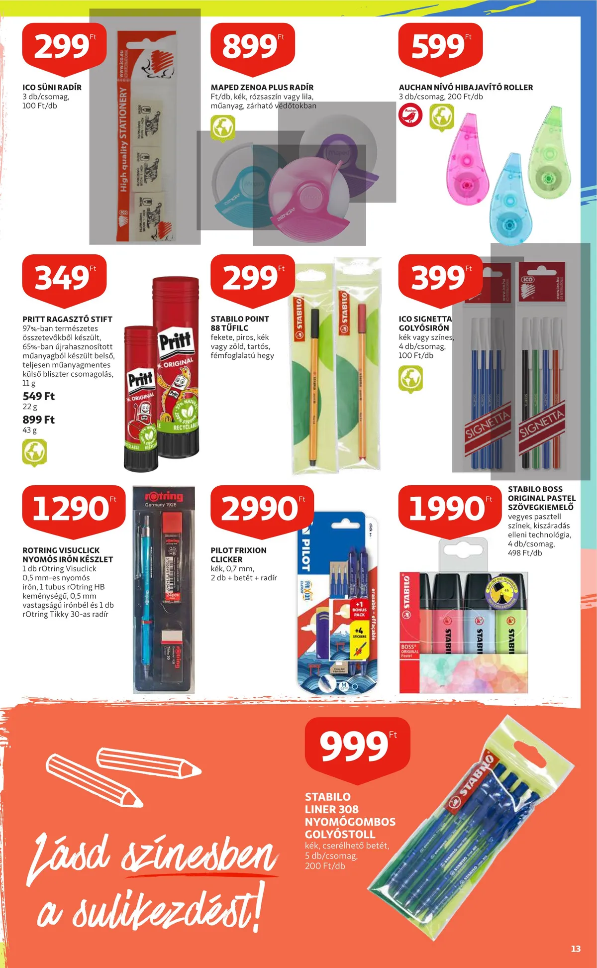 Auchan akciós újság Iskolakezdés katalógus 07.28–08.10 – 13. oldal