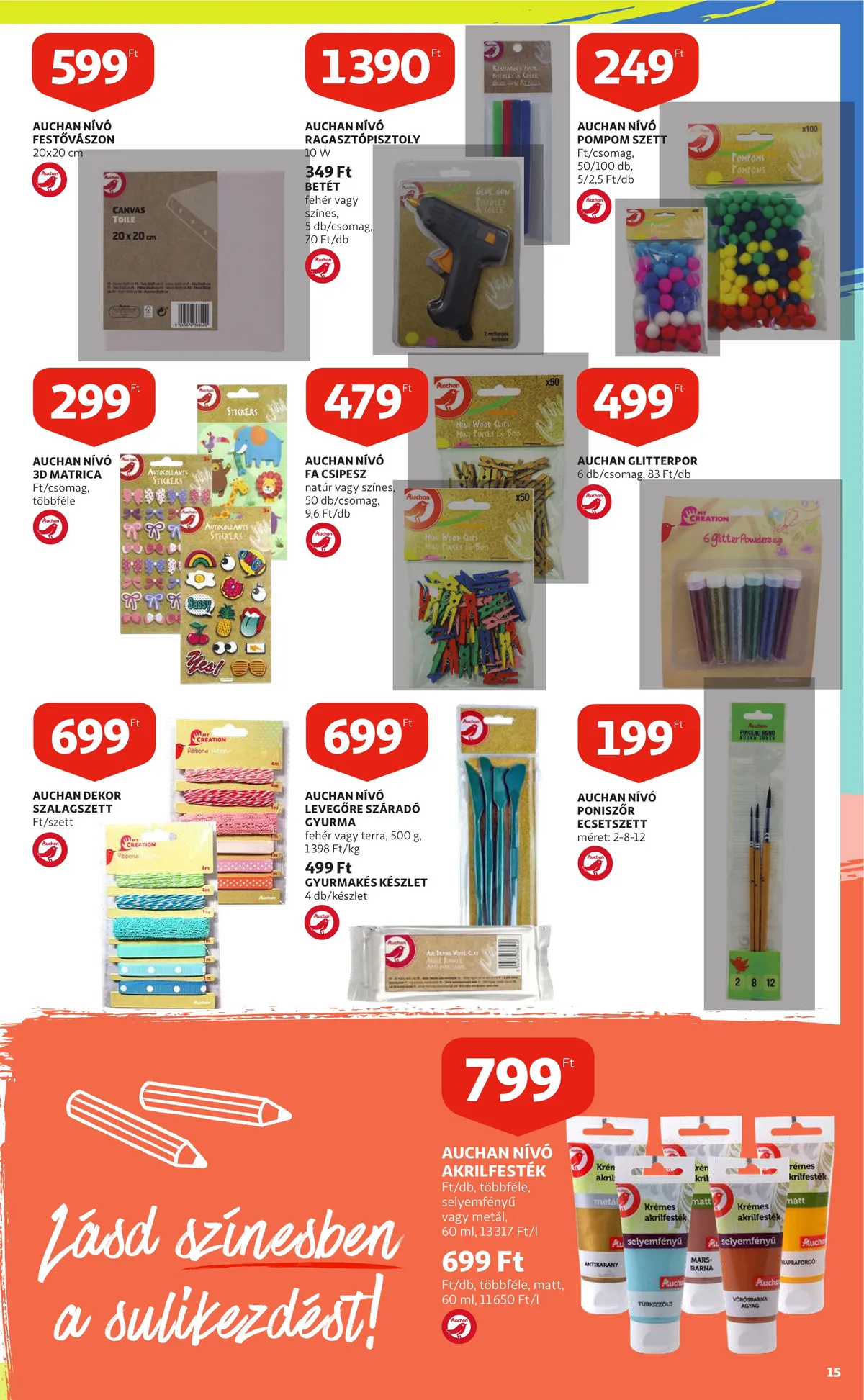 Auchan akciós újság Iskolakezdés katalógus 07.28–08.10 – 15. oldal