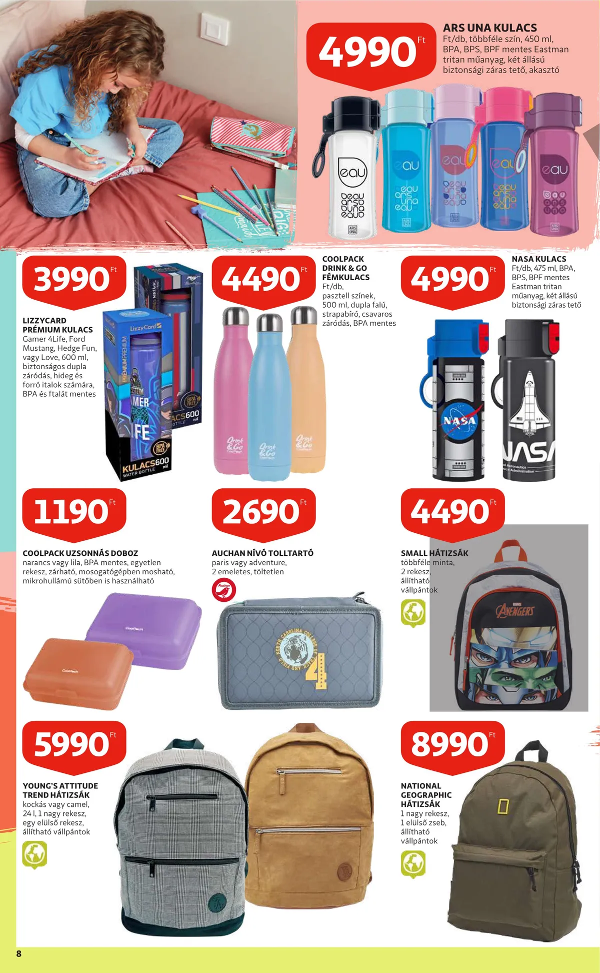 Auchan akciós újság Iskolakezdés katalógus 07.28–08.10 – 8. oldal