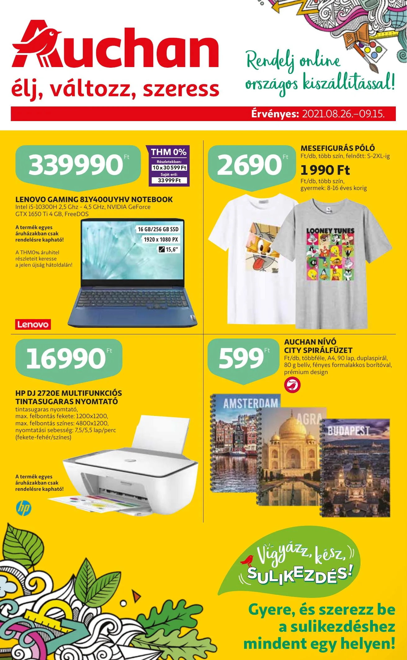 Auchan akciós újság Iskolakezdés 08.26–09.15