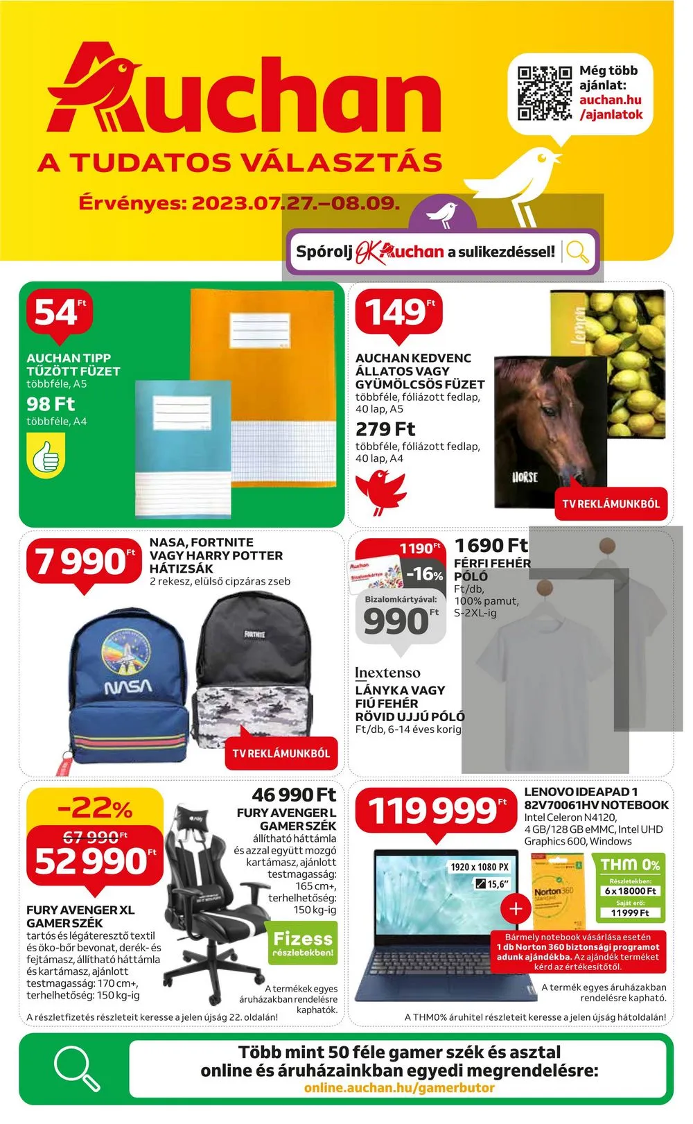 Auchan akciós újság Iskolakezdés 07.27–08.09
