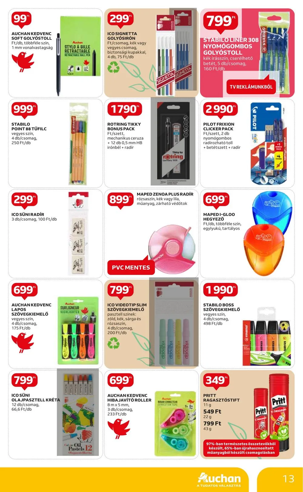 Auchan akciós újság Iskolakezdés 07.27–08.09 – 13. oldal