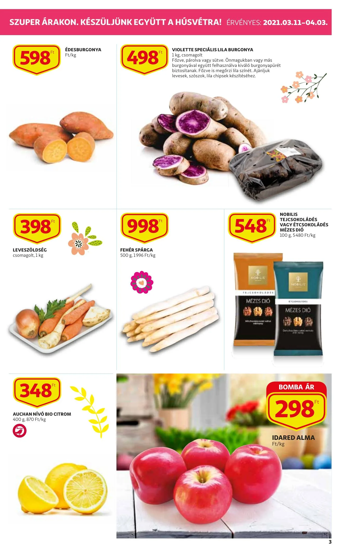 Auchan akciós újság Szupermarket Husveti katalógus 03.11–04.03 – 3. oldal