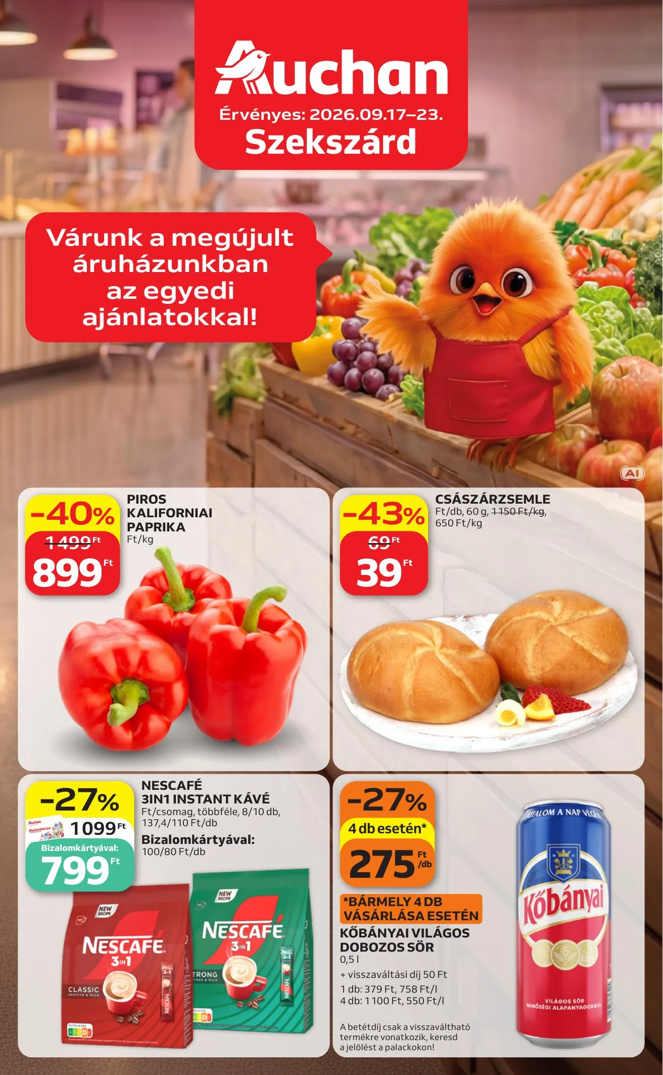 Auchan akciós újság Szupermarket szekszárdi ajánlataink 09.17–09.23