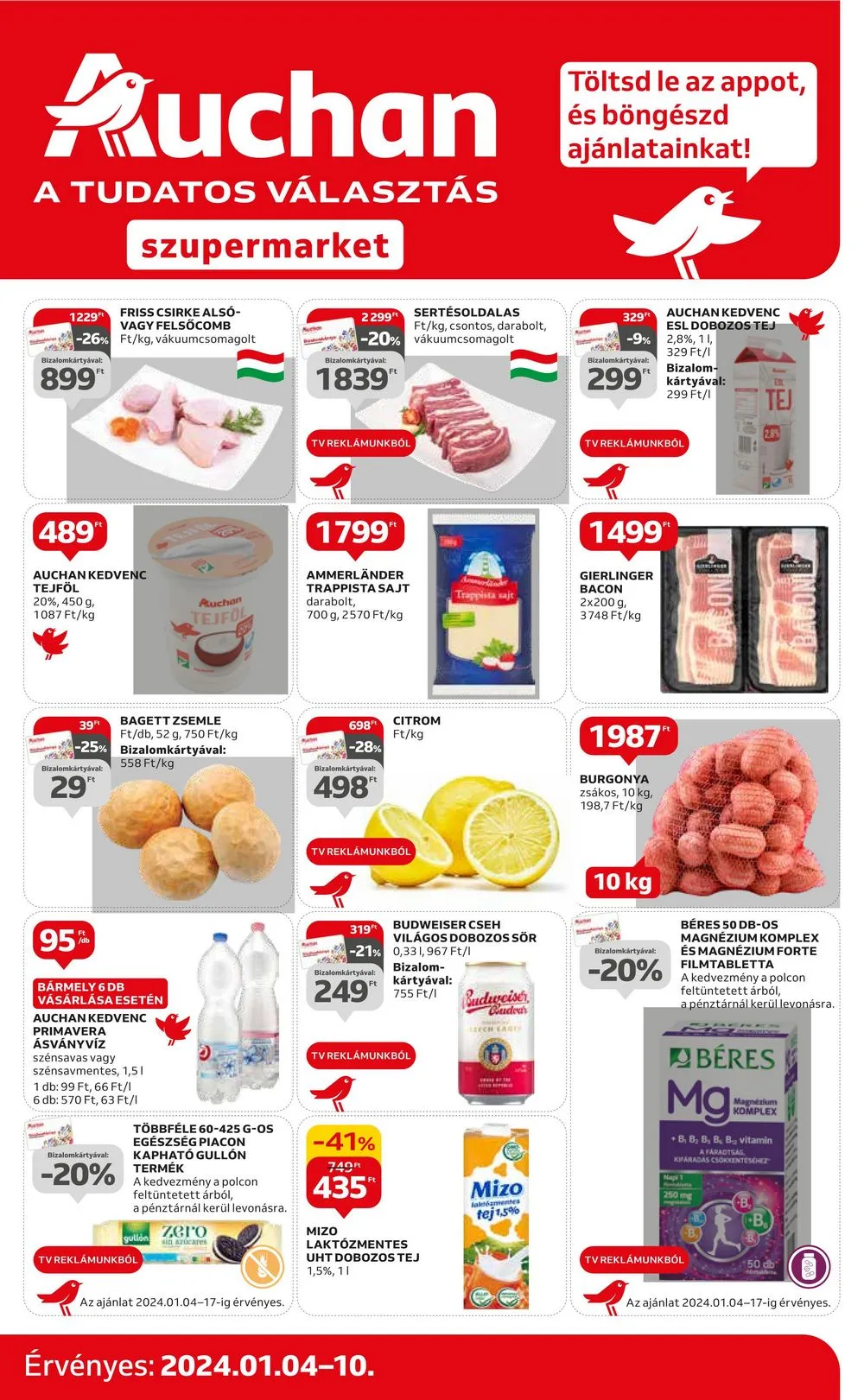 Auchan akciós újság Szupermarket 01.04–01.10