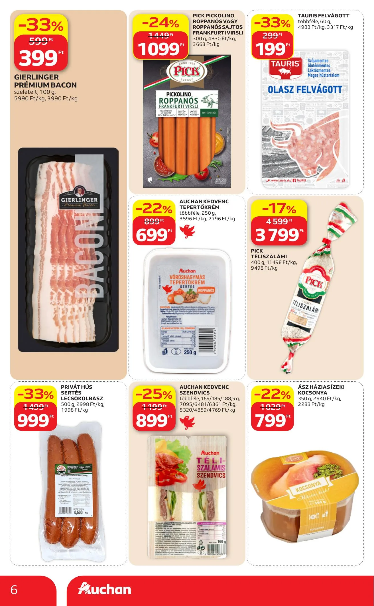 Auchan akciós újság Szupermarket 06.04–06.10 – 6. oldal