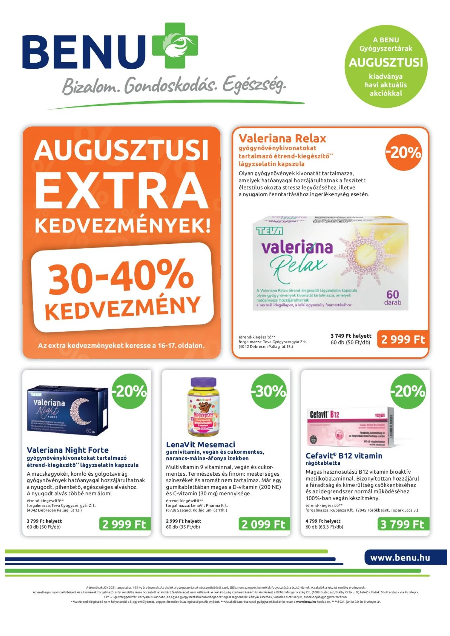 BENU akciós újság 08.01–08.31