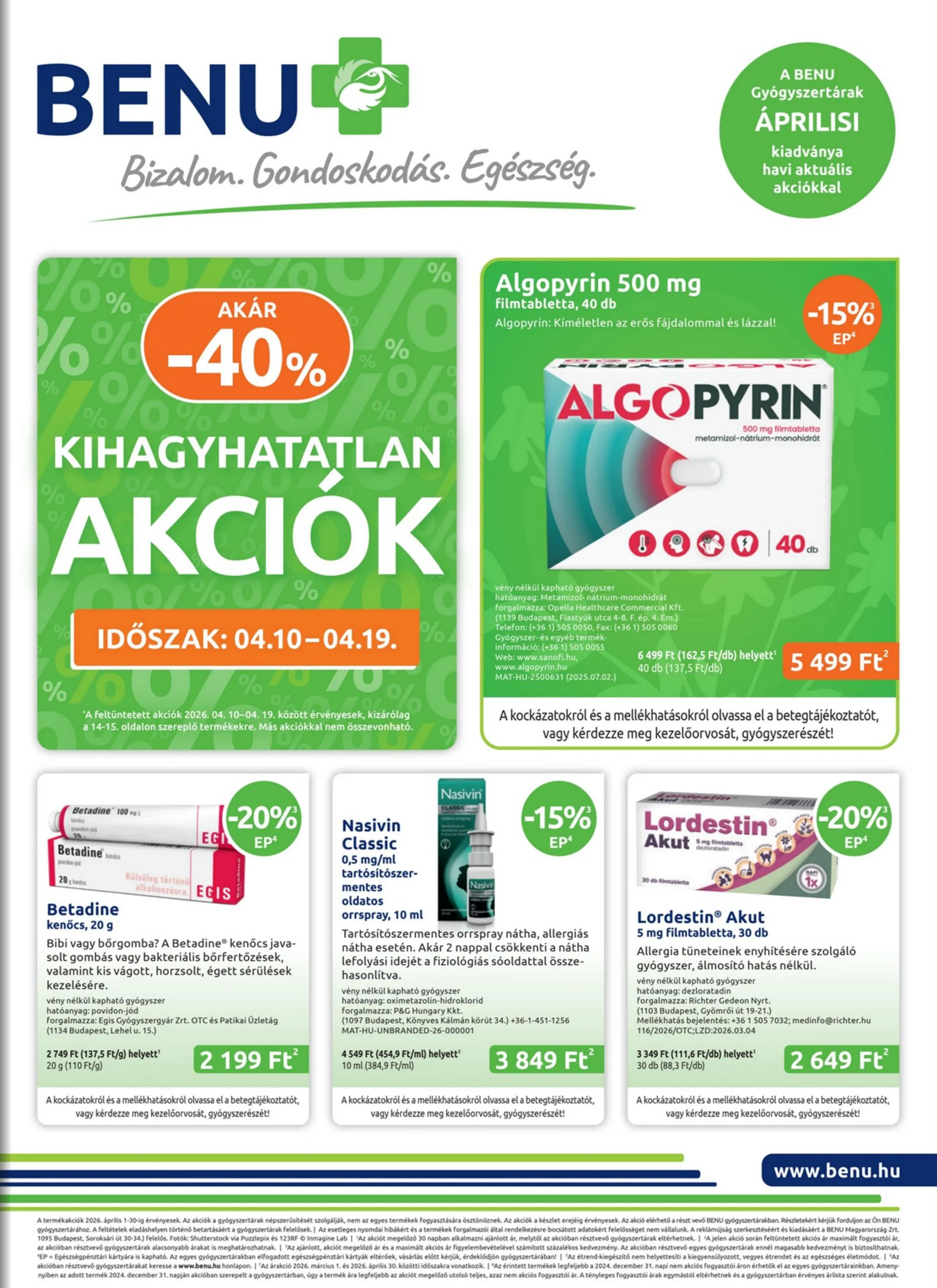 BENU akciós újság 04.01–04.30