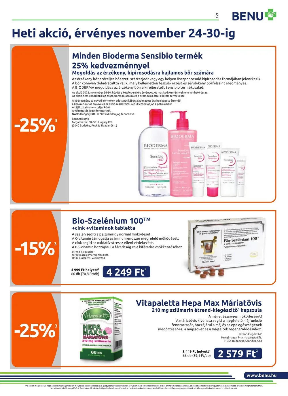 BENU akciós újság Gyogyszertar 11.01–11.30 – 5. oldal