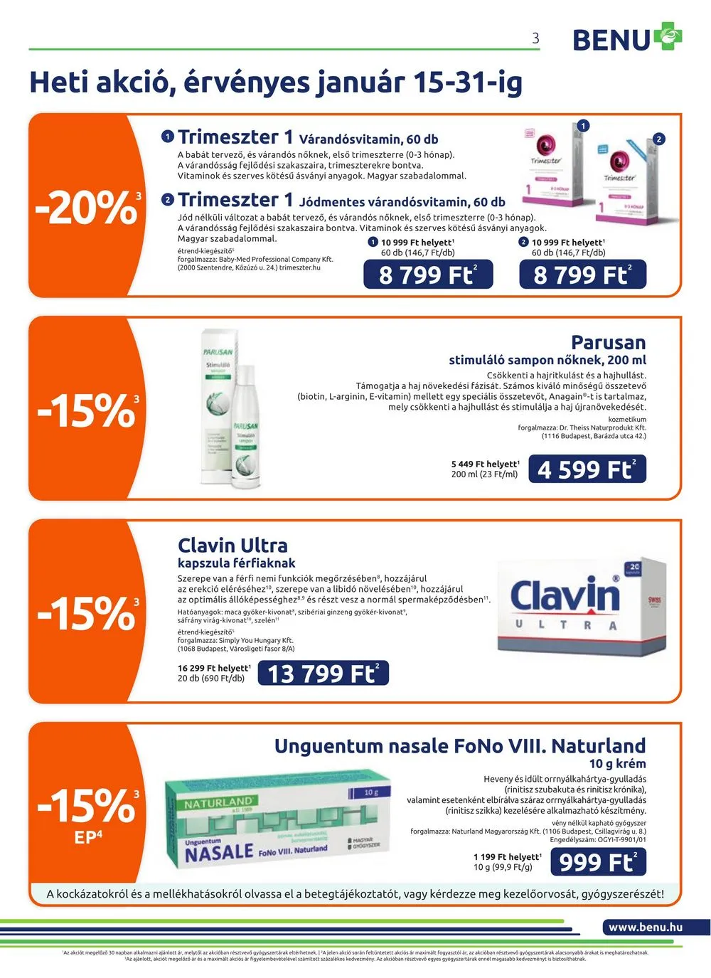 BENU akciós újság Gyogyszertar 01.01–01.31 – 3. oldal