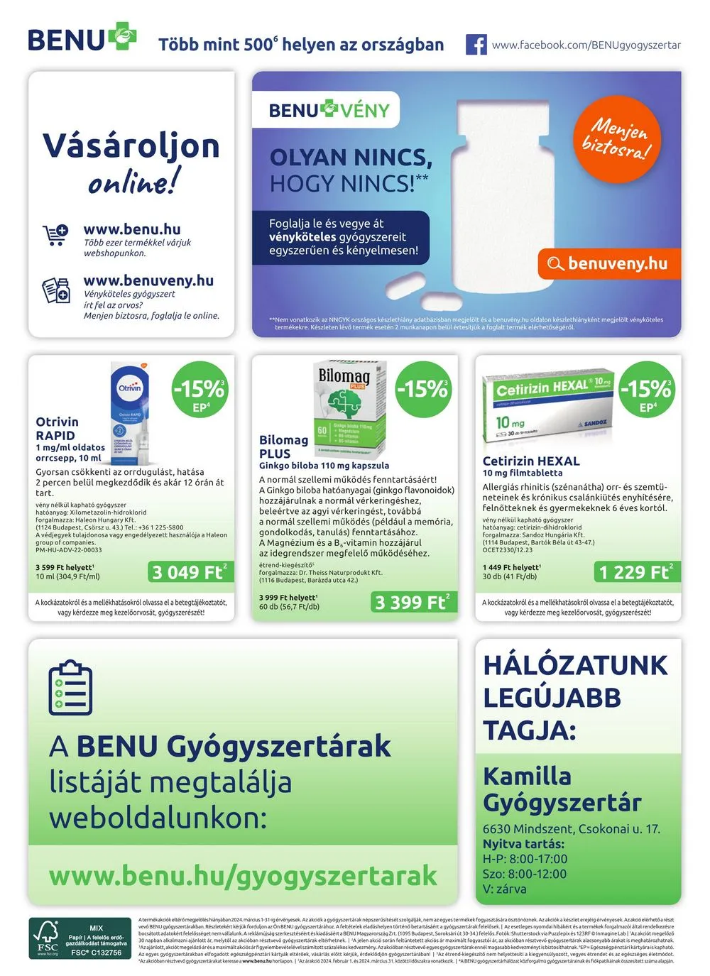 BENU akciós újság Gyogyszertar 03.01–03.31 – 32. oldal