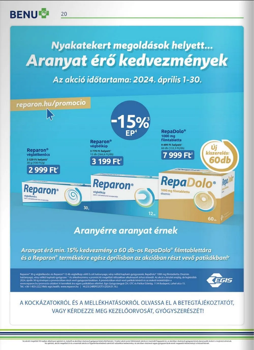 BENU akciós újság Gyogyszertar 04.01–04.30 – 20. oldal