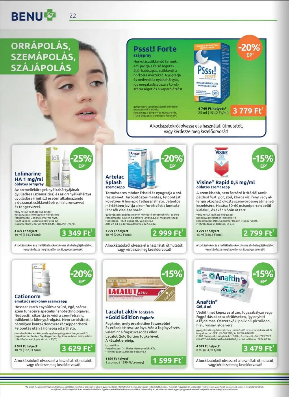 BENU akciós újság Gyogyszertar 04.01–04.30 – 22. oldal