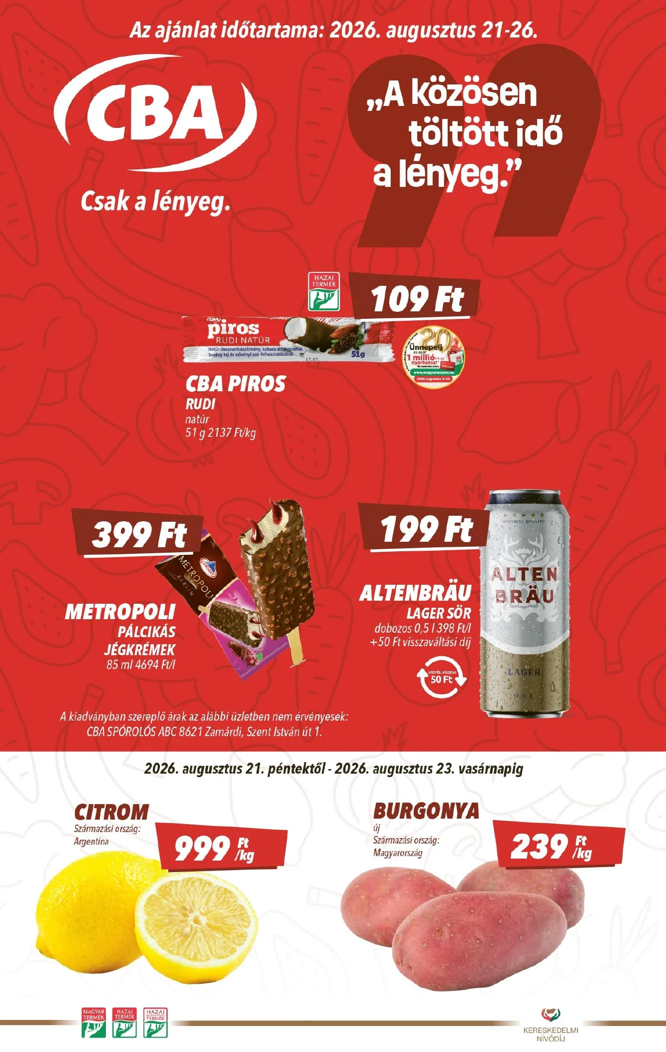 CBA akciós újság 08.21–08.26