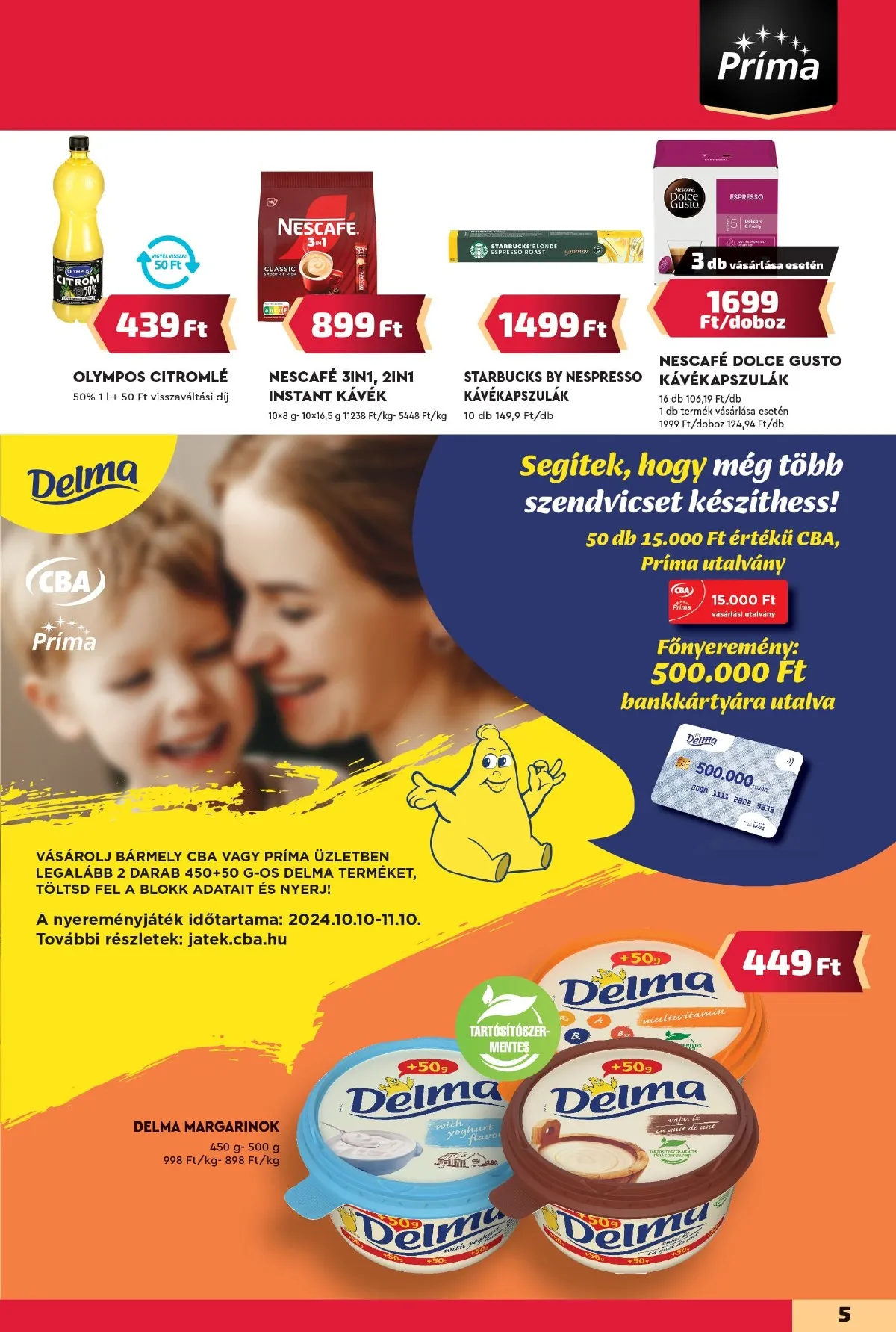 CBA akciós újság Prima 10.10–10.16 – 5. oldal