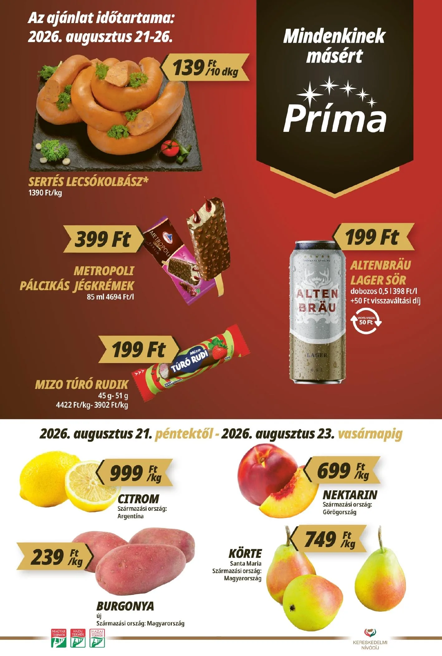 CBA akciós újság Prima 08.21–08.26