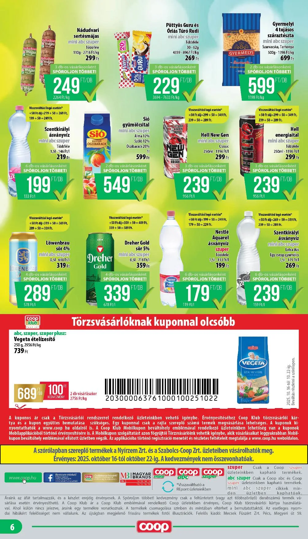 Coop akciós újság Nyírzem 10.16–10.22 – 6. oldal
