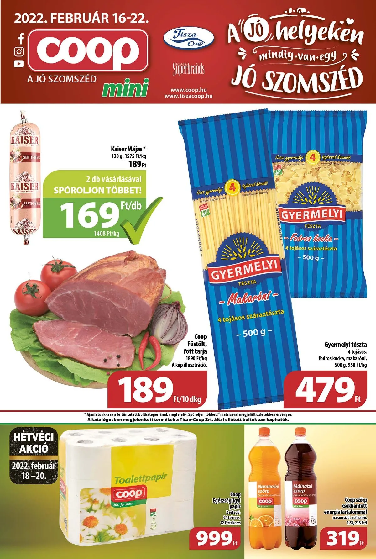 Coop akciós újság Tisza mini 02.16–02.22