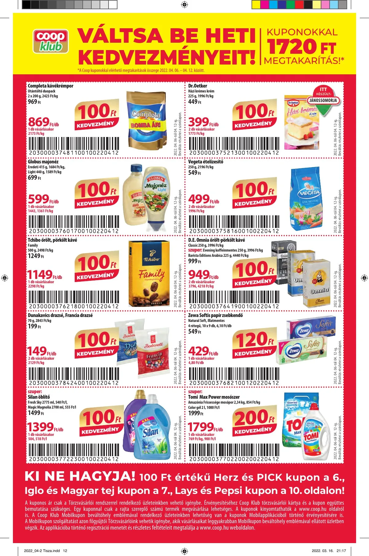 Coop akciós újság Tisza 04.06–04.12 – 12. oldal
