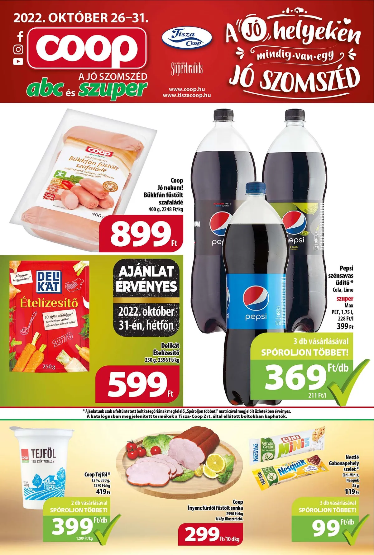 Coop akciós újság Tisza 10.26–10.31