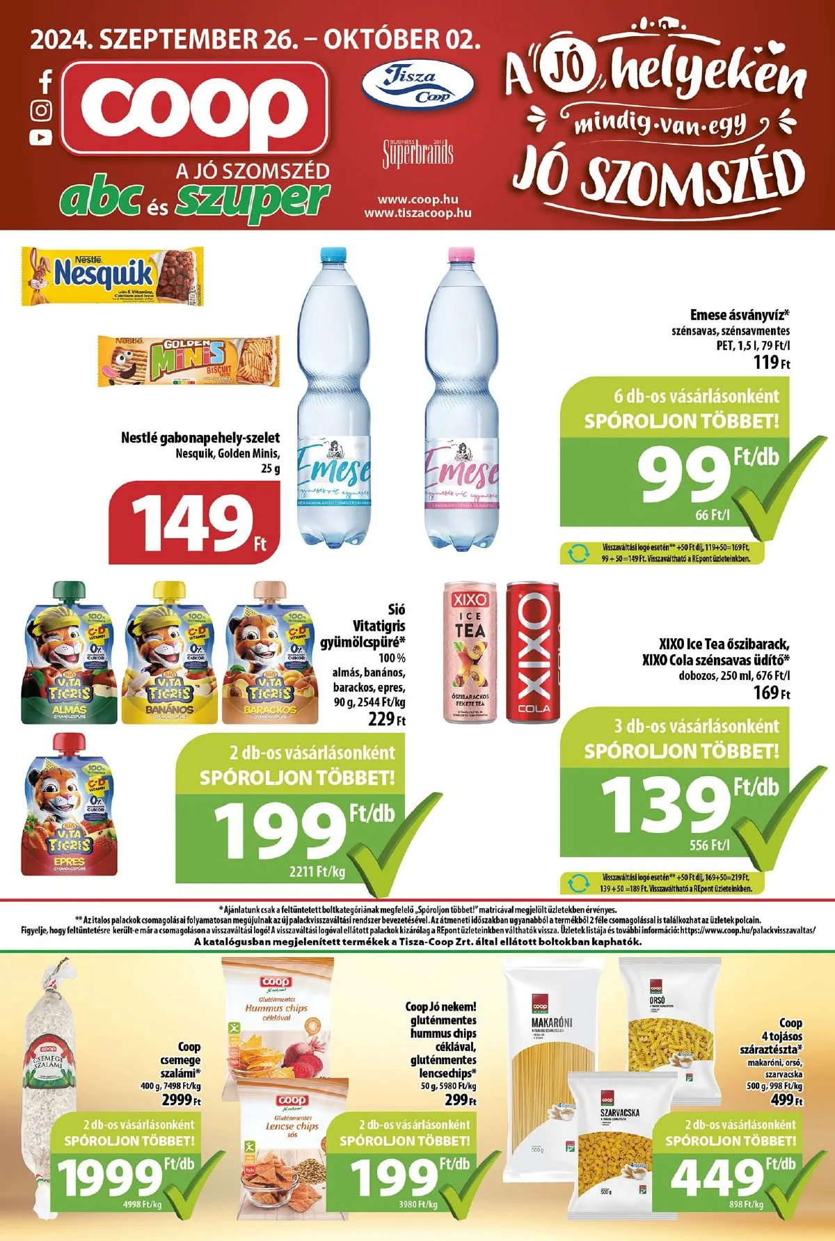 Coop akciós újság Tisza 09.26–10.02