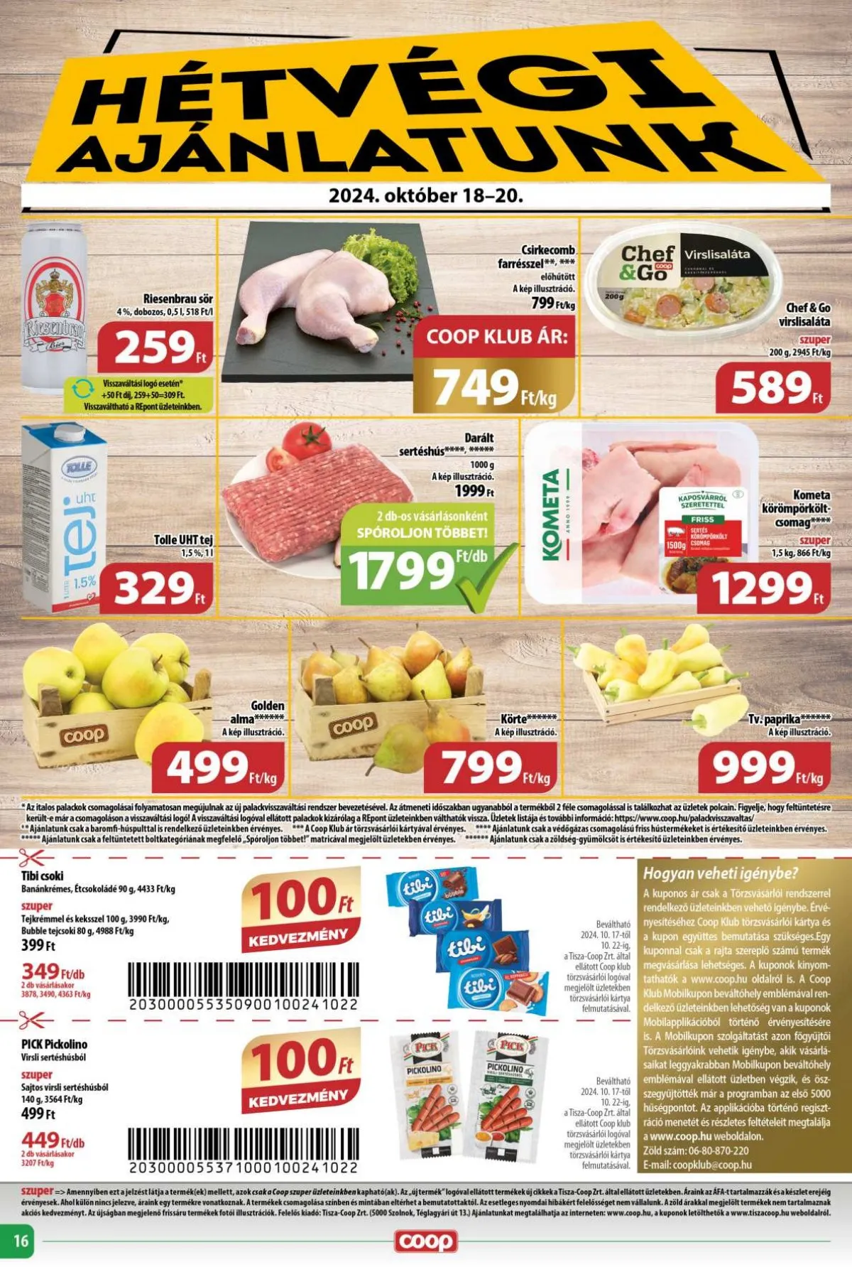 Coop akciós újság Tisza 10.17–10.22 – 16. oldal