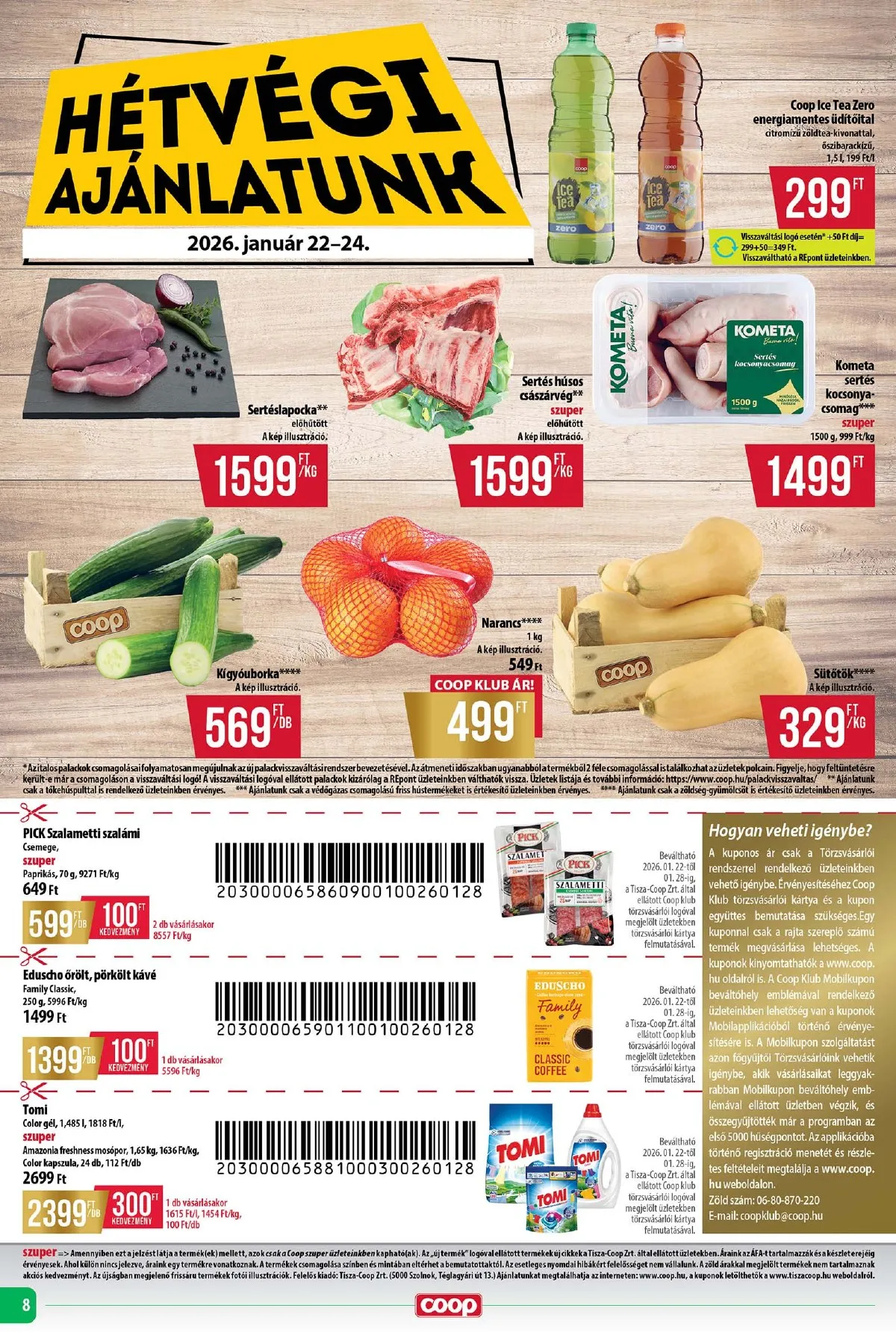Coop akciós újság Tisza 01.22–01.28 – 8. oldal