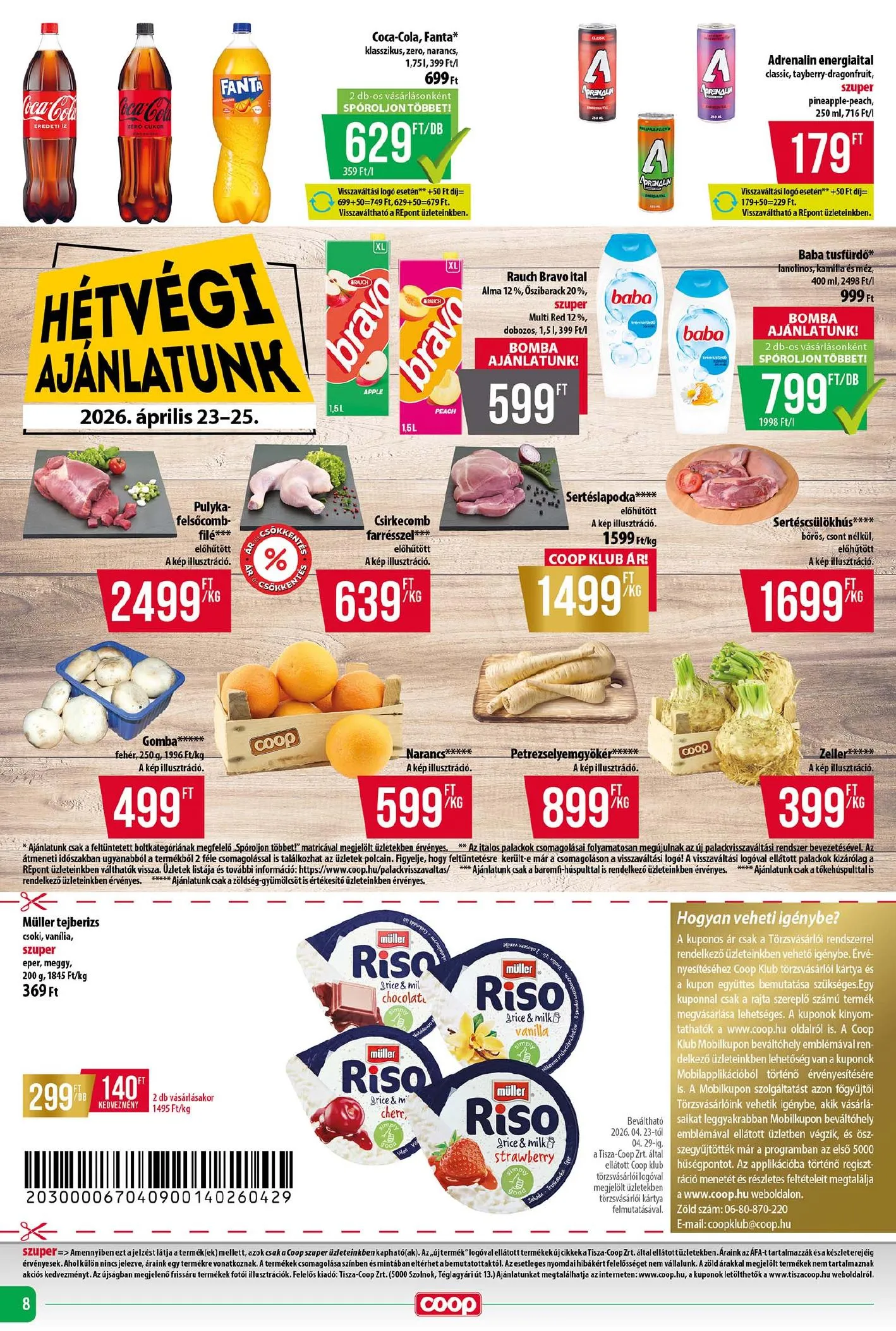 Coop akciós újság Tisza 04.23–04.29 – 8. oldal