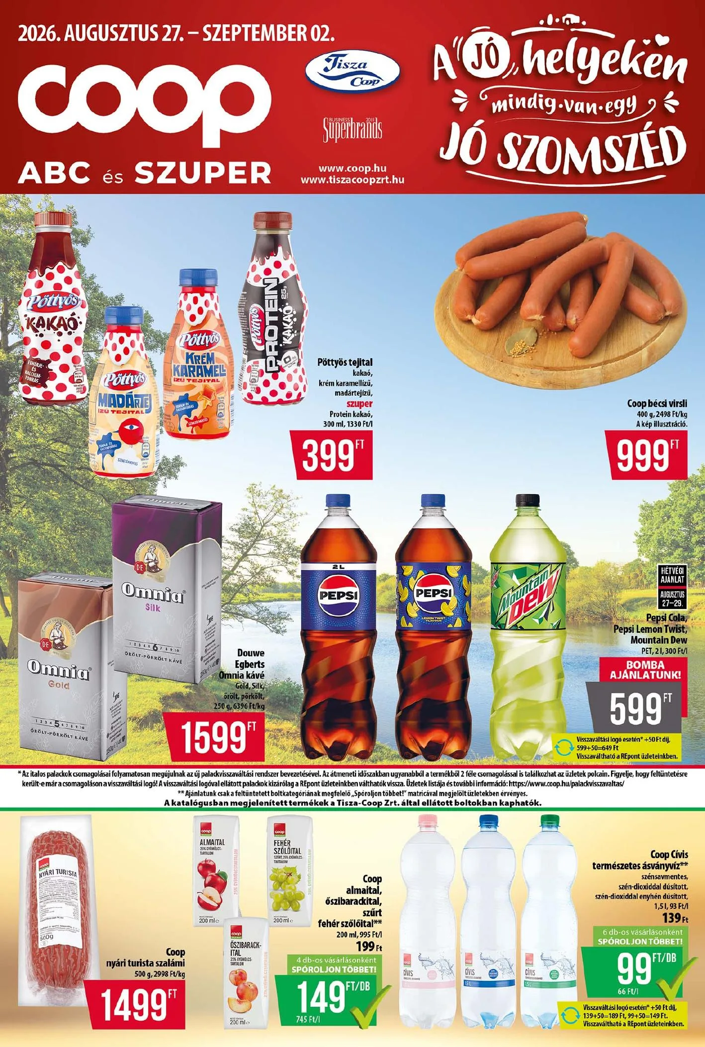 Coop akciós újság Tisza 08.27–09.02