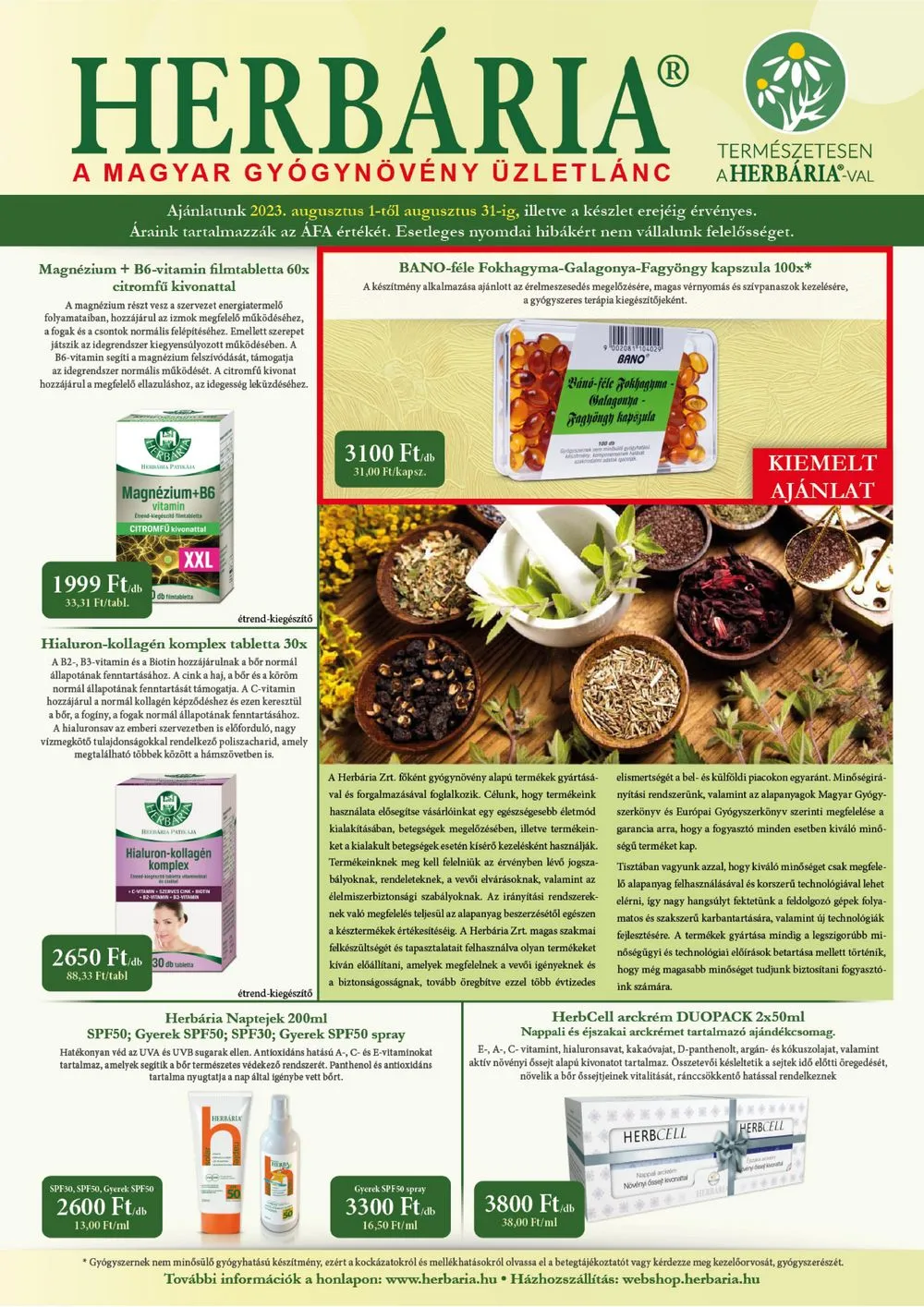 Herbaria akciós újság 08.01–08.31