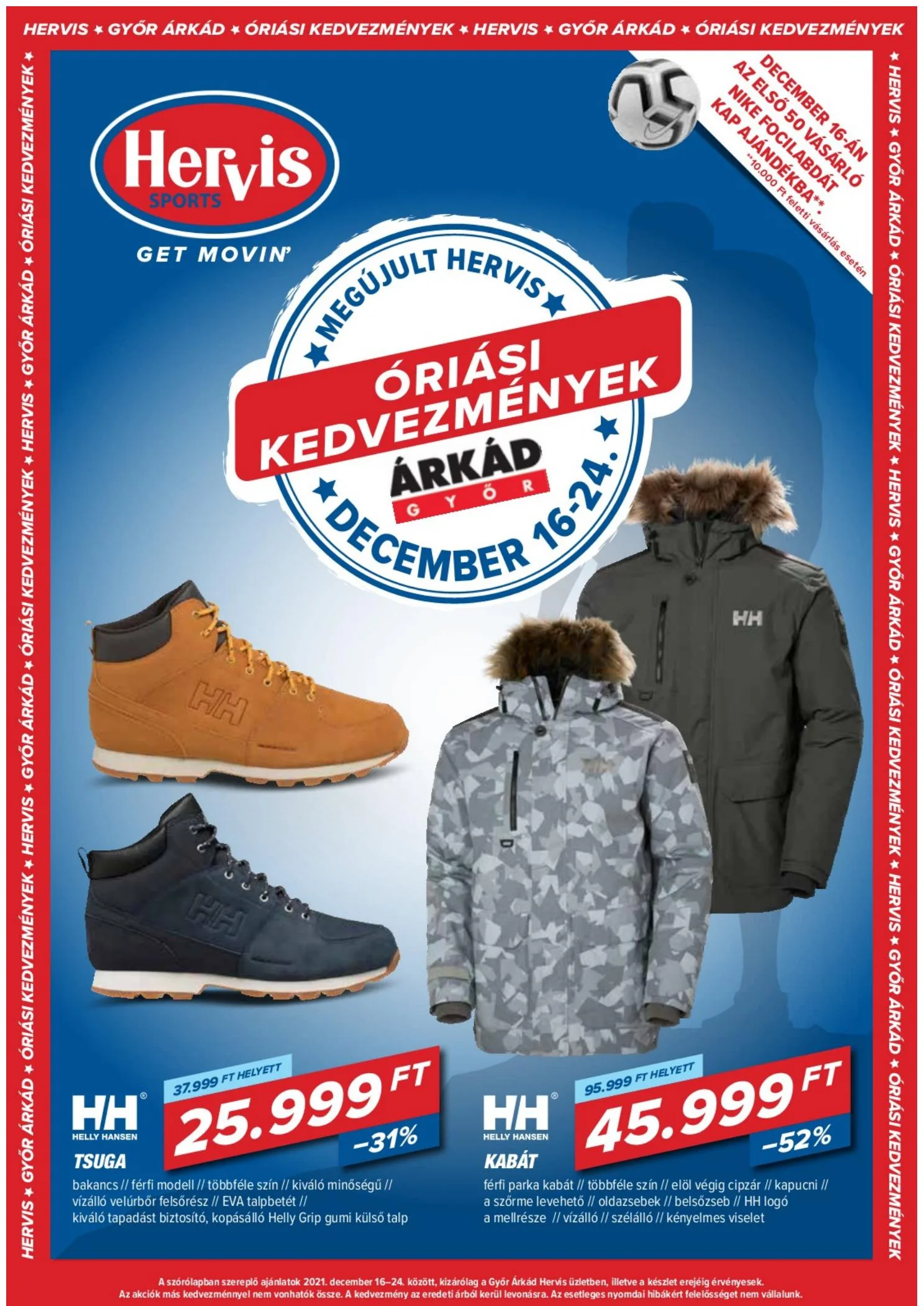 Hervis akciós újság Győr 12.16–12.24