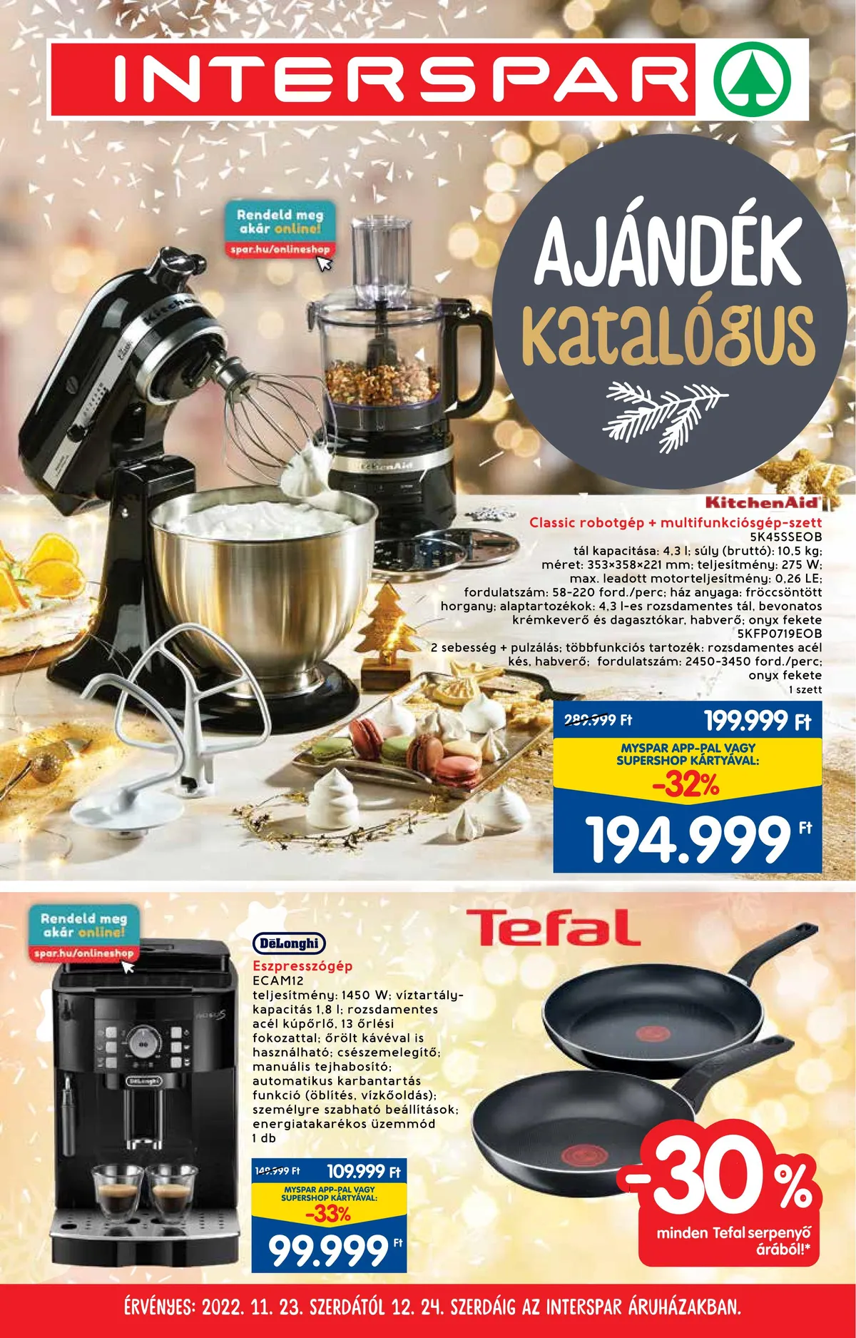 Interspar akciós újság Ajandekkatalogus 11.23–12.24