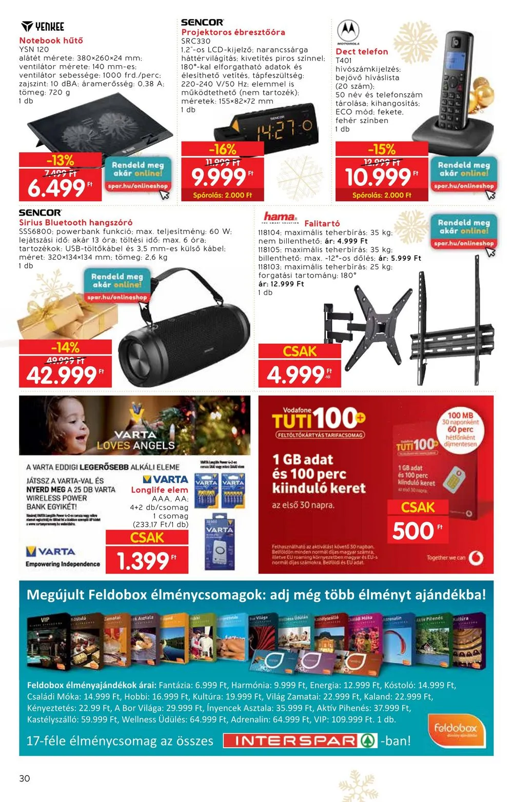Interspar akciós újság Ajandekok 11.22–12.24 – 30. oldal