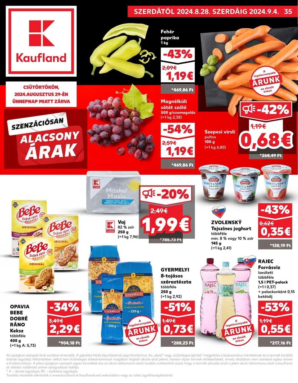 Kaufland akciós újság Losonc Rozsnyo Toketerebes Nagykurtos 08.28–09.04