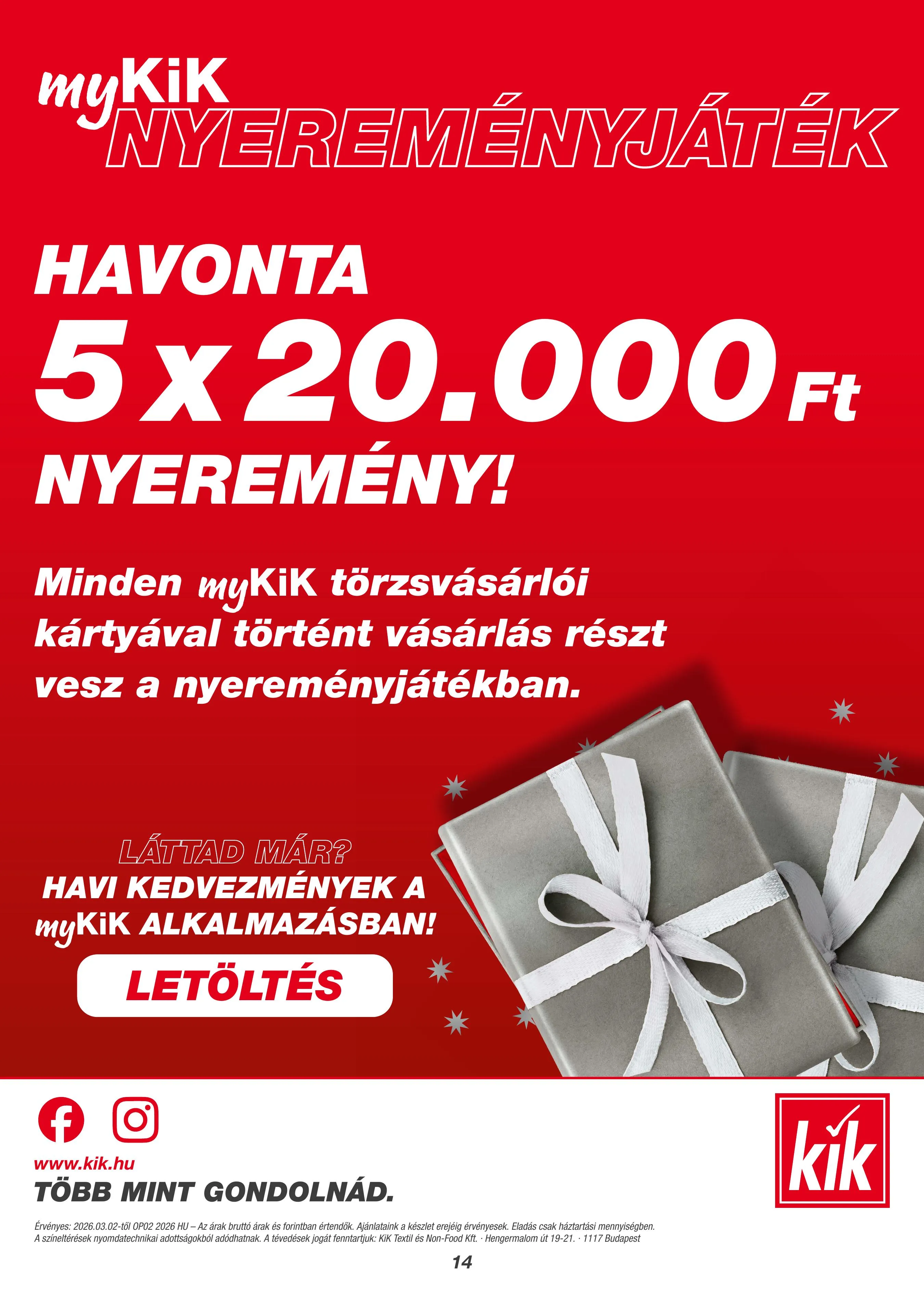 KiK akciós újság Texil 03.02–03.02 – 14. oldal