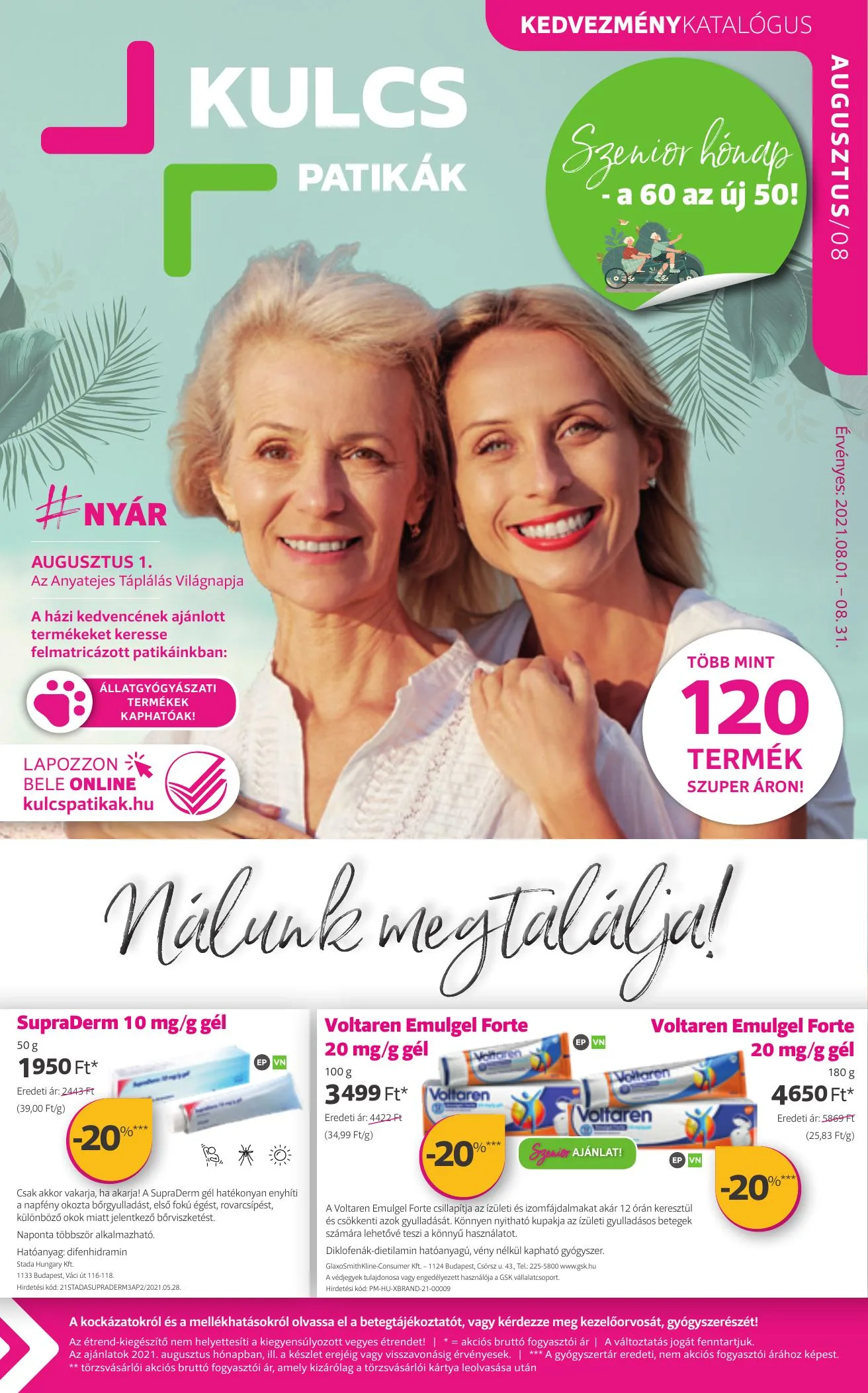 Kulcs akciós újság Patika 08.01–08.31