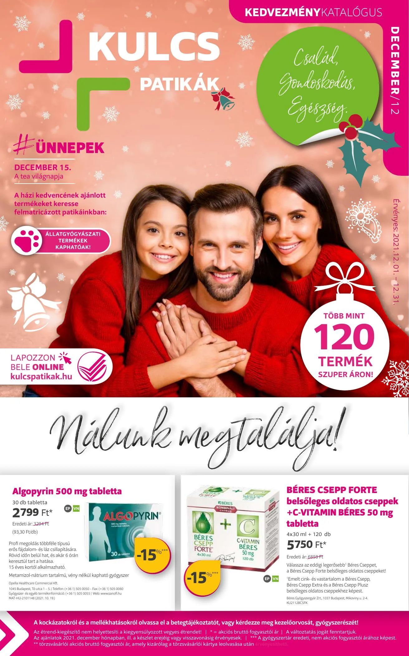 Kulcs akciós újság Patika 12.01–12.31
