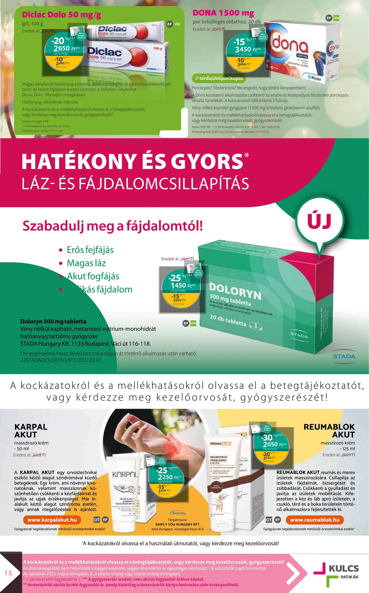 Kulcs akciós újság Patika 05.01–05.31 – 13. oldal