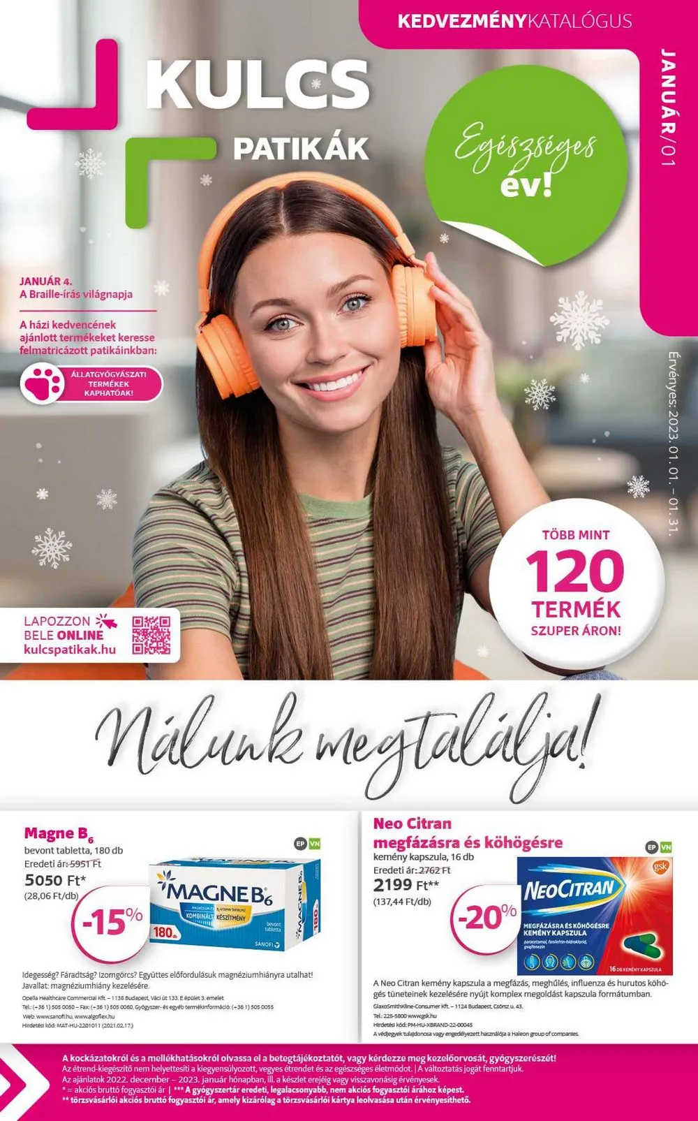 Kulcs akciós újság Patika 01.01–01.31