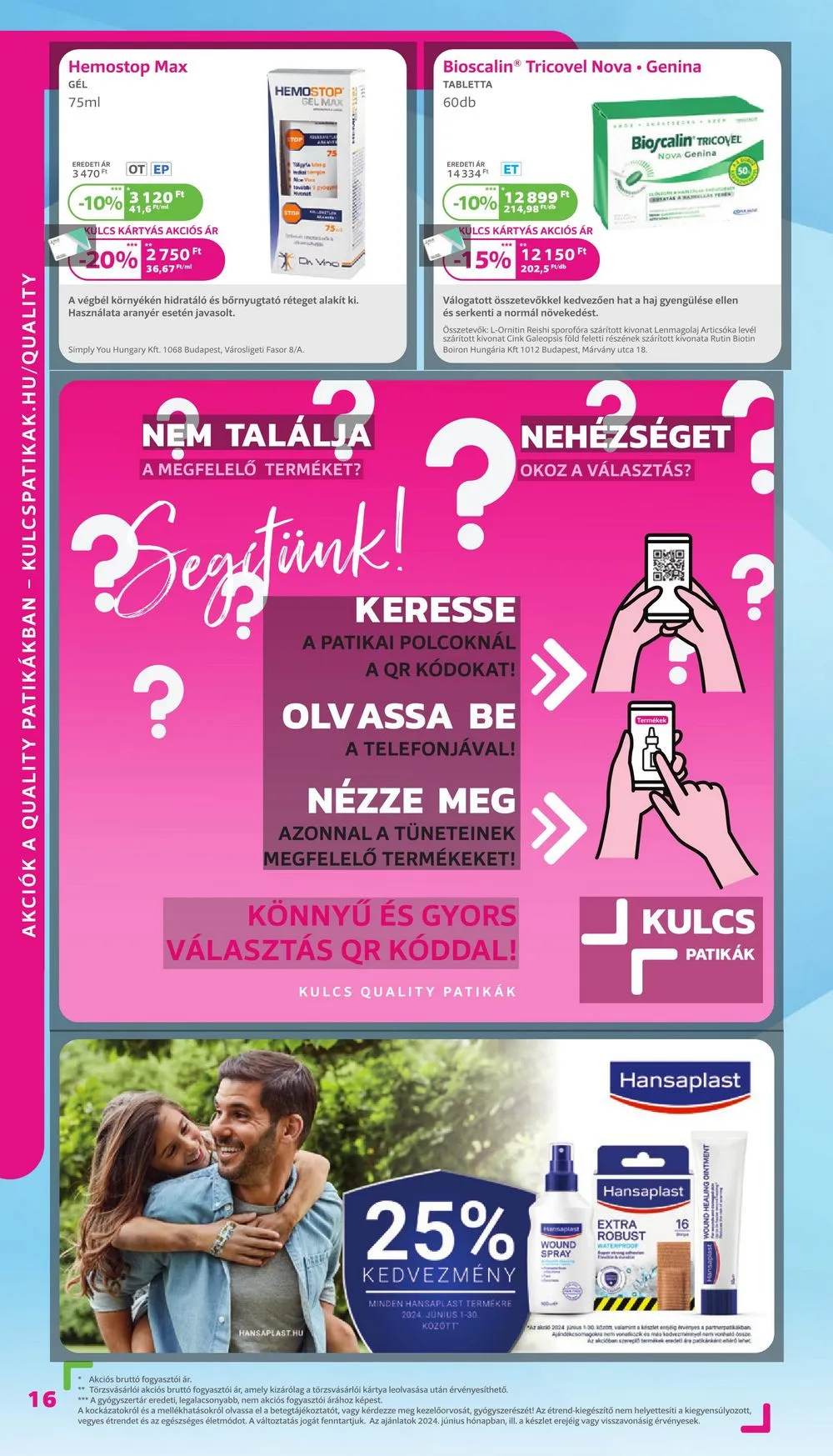 Kulcs akciós újság Patika 06.01–06.30 – 16. oldal