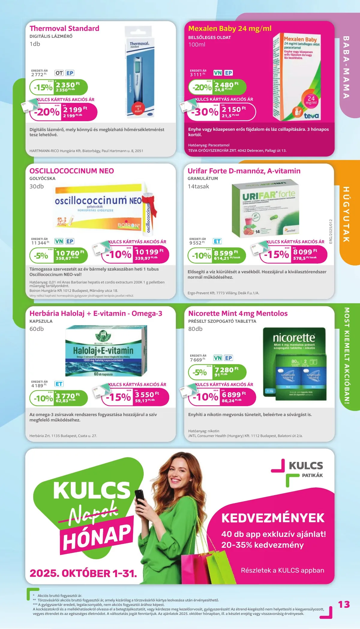 Kulcs akciós újság Patika 10.01–10.31 – 13. oldal