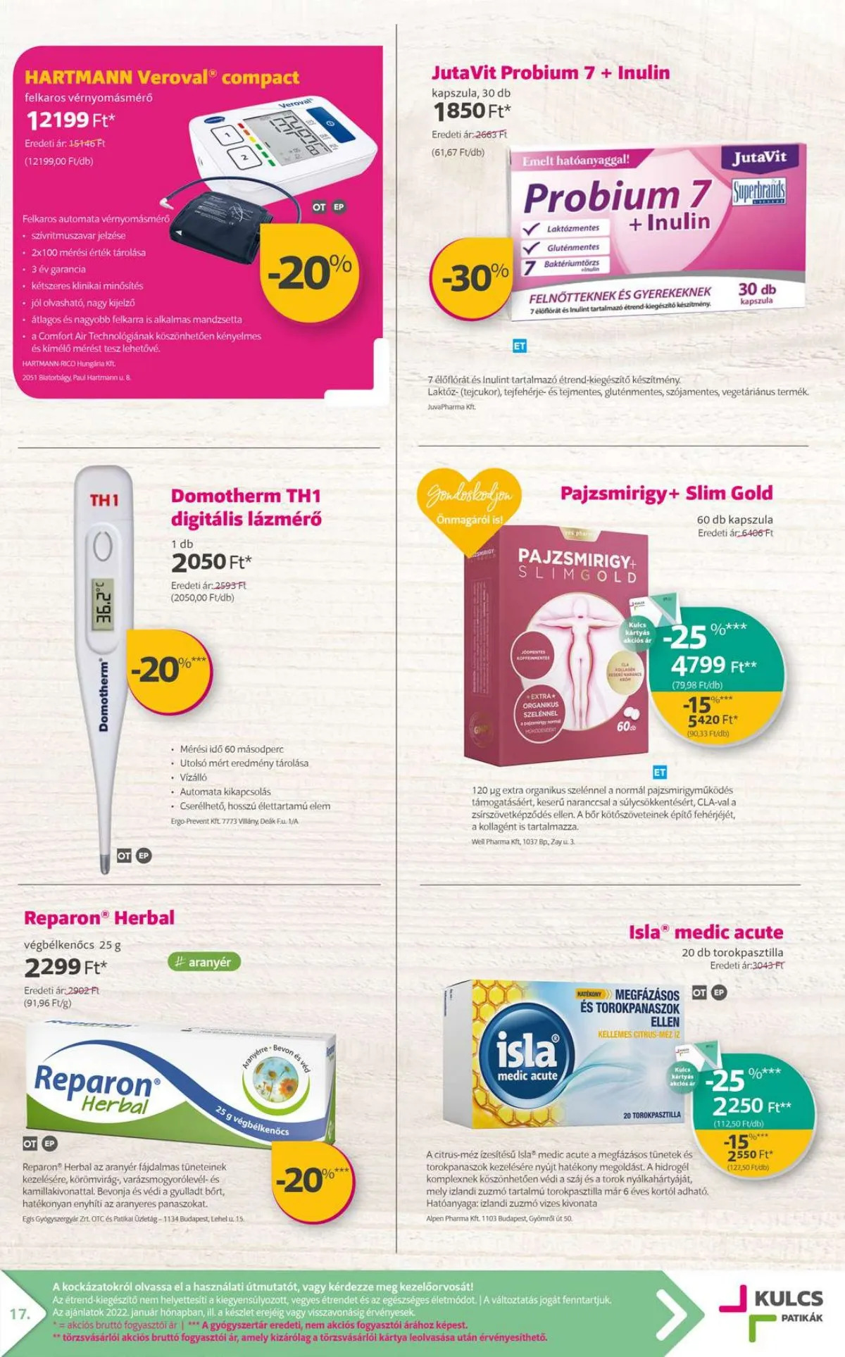 Kulcs akciós újság Patikak 01.01–01.31 – 17. oldal