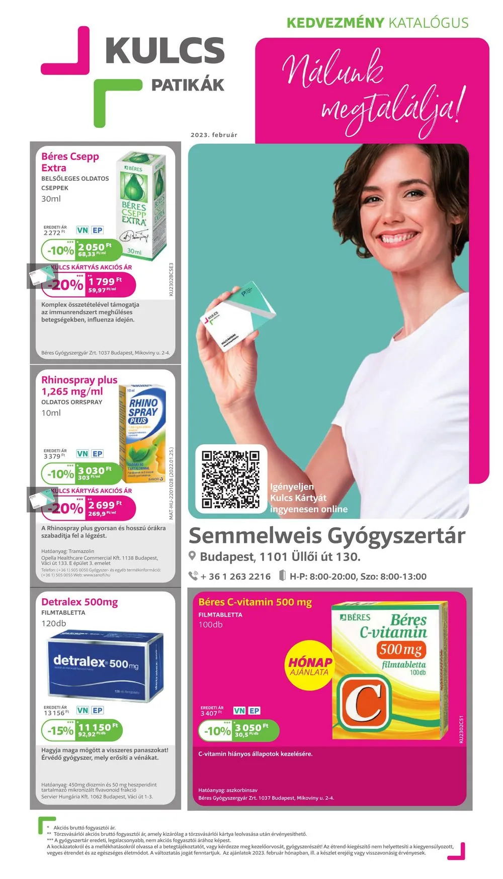 Kulcs akciós újság Patikak 02.01–02.28
