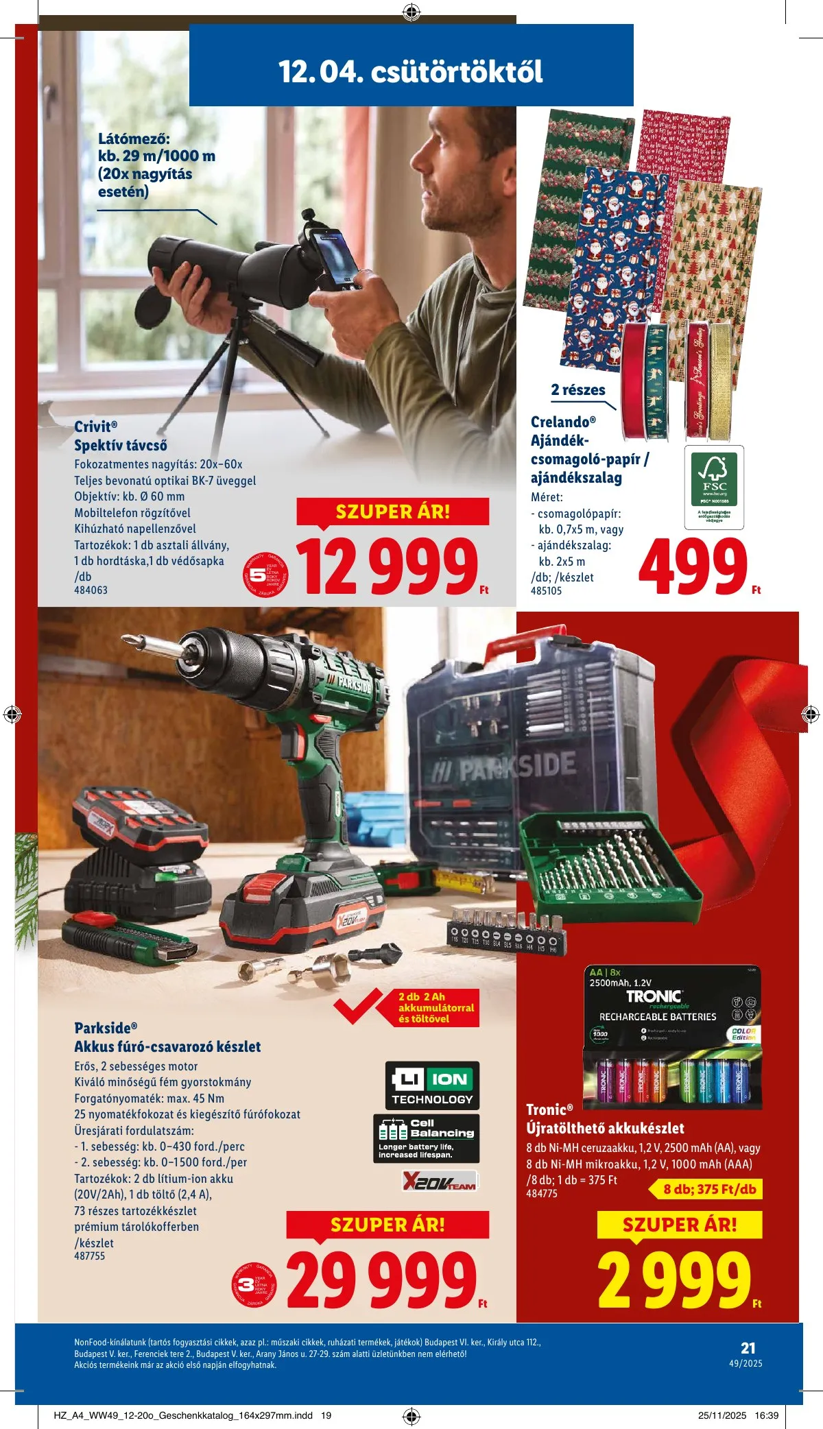 Lidl akciós újság Ajandekkatalogus 12.04–12.04 – 21. oldal