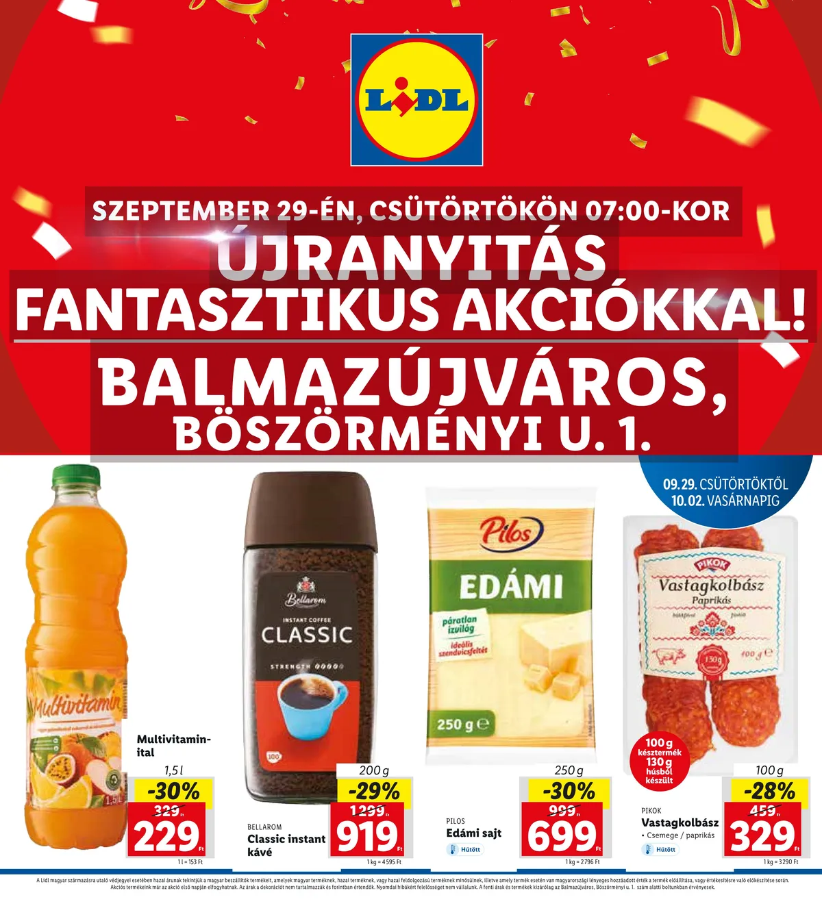 Lidl akciós újság Balmazujvaros 09.29–10.02