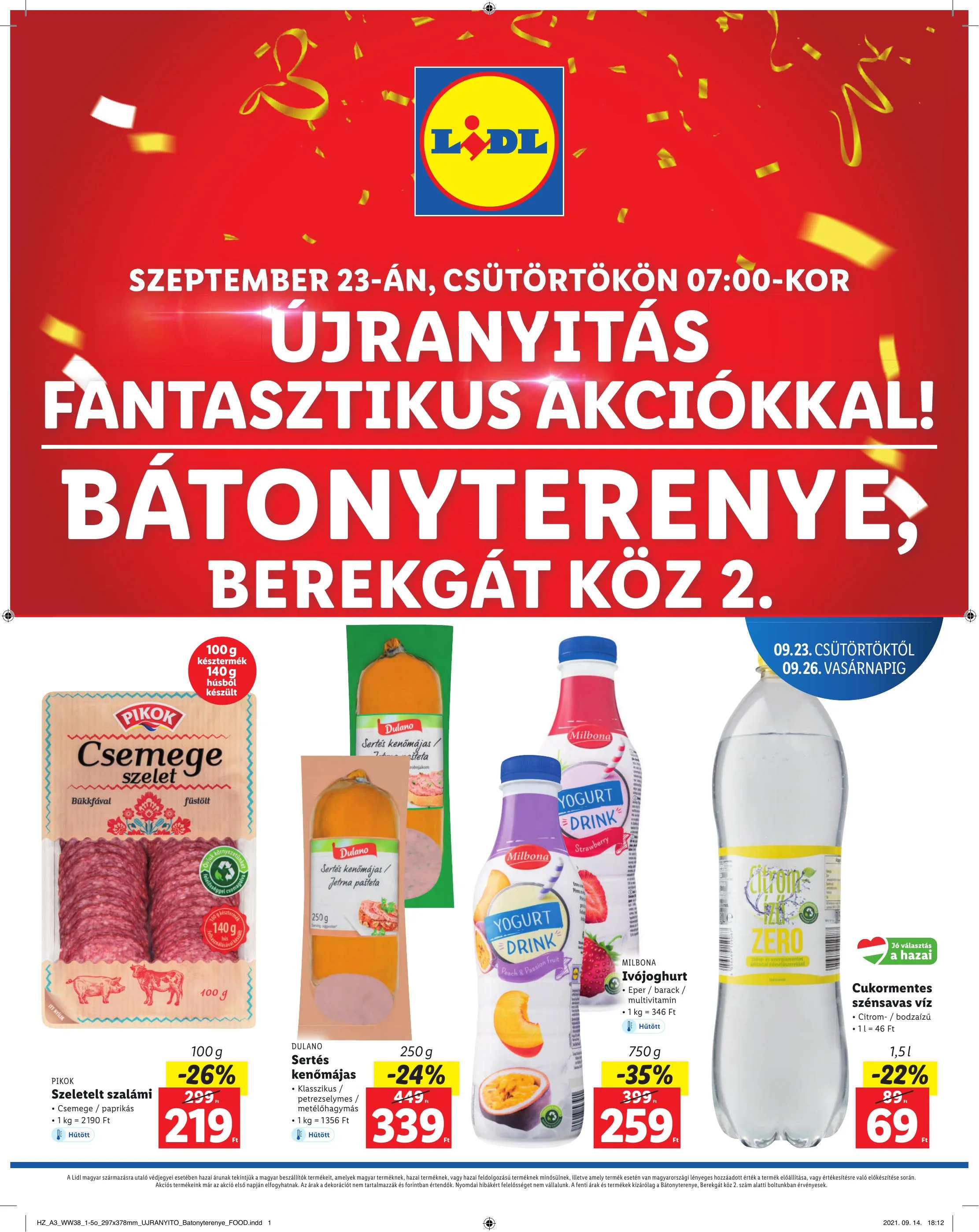 Lidl akciós újság Batonyterenye 09.23–09.26