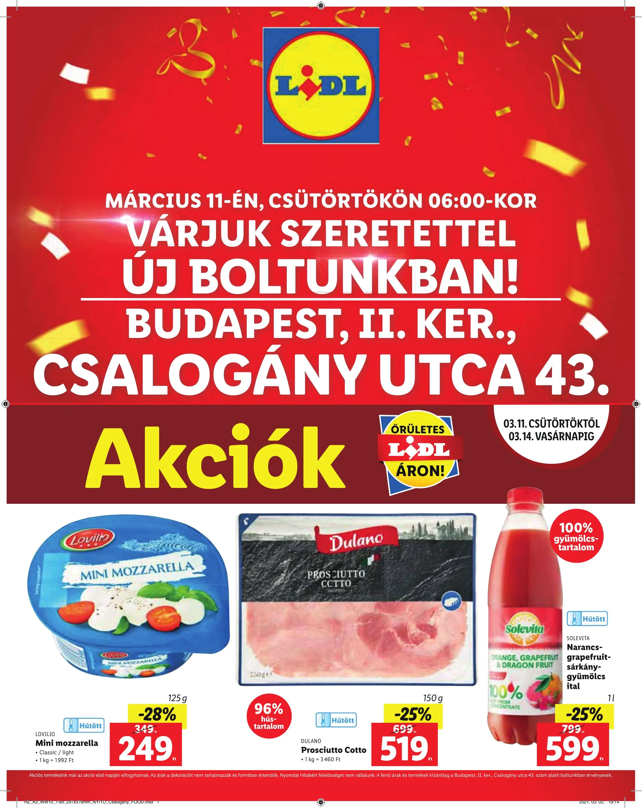Lidl akciós újság Bp Ii Ker 03.11–03.14