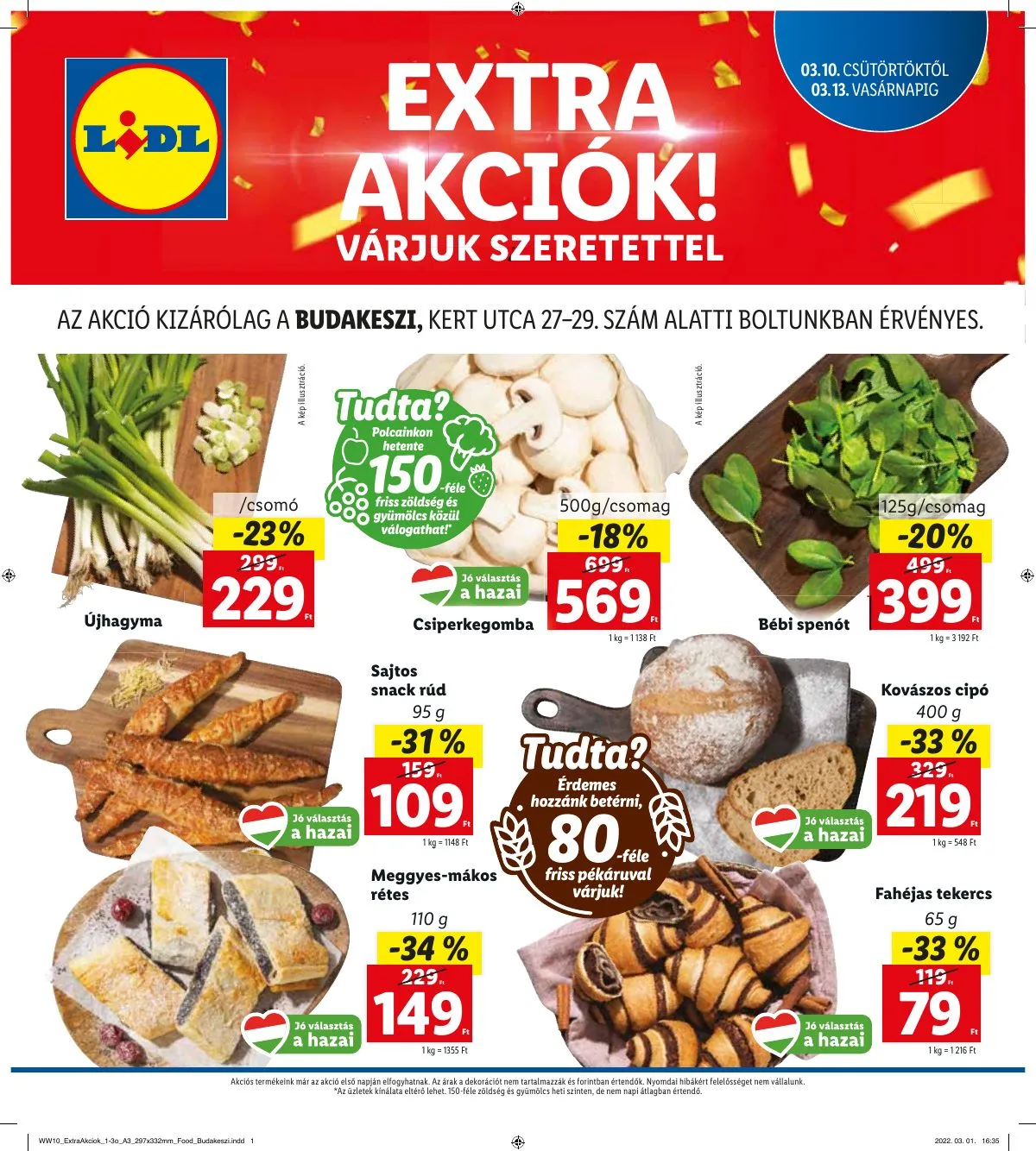 Lidl akciós újság Budakeszi 03.10–03.13