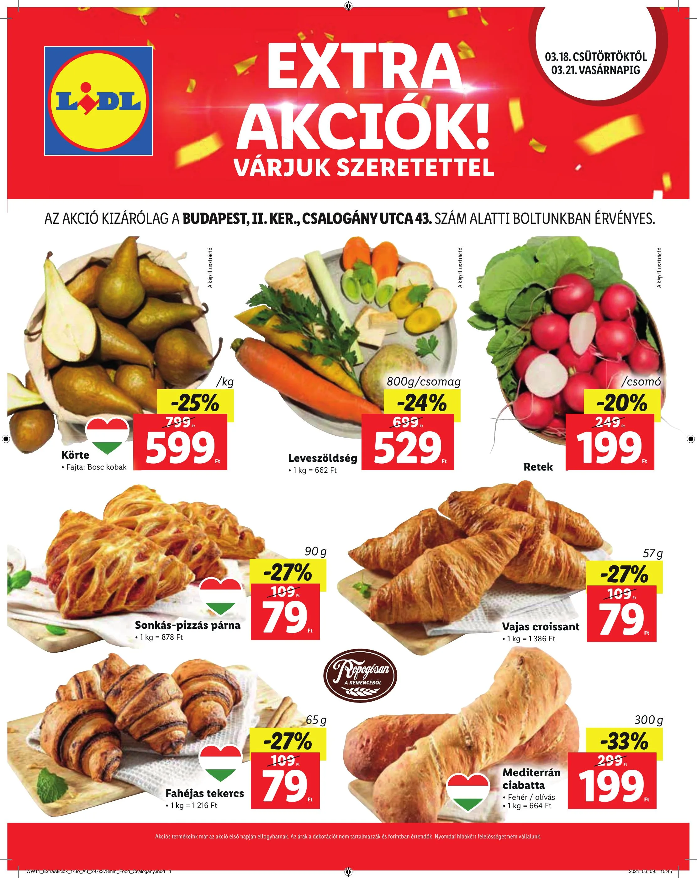 Lidl akciós újság Csalogany Utca 03.18–03.21